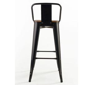 Pack 4 Pisos Bar Tolix Asiento Madera Negro