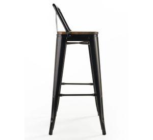 Pack 4 Pisos Bar Tolix Asiento Madera Negro