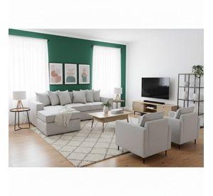 Living 311 lehmann gris seccional resortes + 2 poltronas resortes