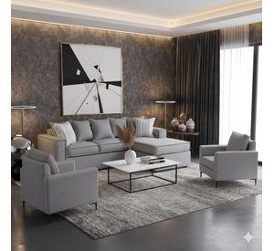 Living 311 lehmann gris claro seccional resortes + 2 poltronas resortes