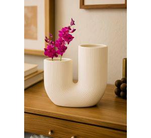 Florero Adorno Cerámica Blanco 21cm