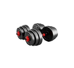 Set de Mancuernas y Barra 30 Kg 2 en 1 Negro
