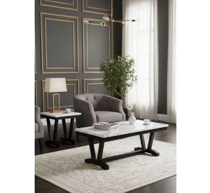 Set Mesa de Centro + Mesa Lateral Mármol Blanco 4931ML