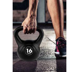 Kettlebell Mancuerna Pesa Rusa Cemento 16 Kg Negro