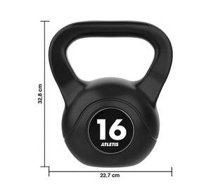 Kettlebell Mancuerna Pesa Rusa Cemento 16 Kg Negro