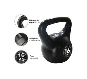 Kettlebell Mancuerna Pesa Rusa Cemento 16 Kg Negro
