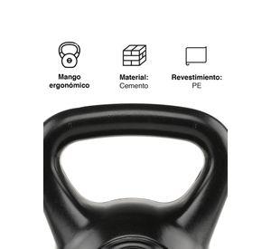 Kettlebell Mancuerna Pesa Rusa Cemento 16 Kg Negro