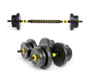 Set Barra y Mancuernas Ajustable 20 Kg Amarillo