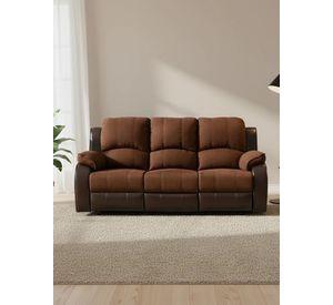 Sofá Reclinable 3 Cuerpos Thompson Pu + Microfibra + Portavasos