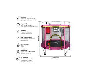 Cama Elástica Infantil Max Magic Rosada con Accesorios 150cm