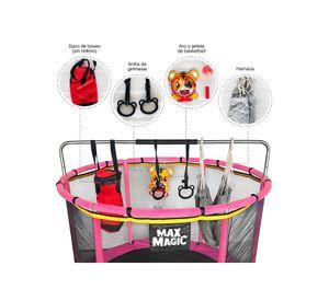 Cama Elástica Infantil Max Magic Rosada con Accesorios 150cm