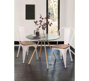 Pack 4 Sillas Tolix Asiento de Madera Blanco
