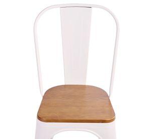 Pack 4 Sillas Tolix Asiento de Madera Blanco
