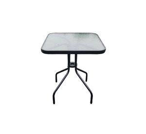 Mesa de Terraza de Vidrio y Acero Cuadrada Negro