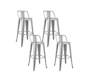 Pack 4 Piso Taburete Tolix Respaldo Gris
