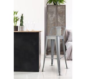 Pack 4 Piso Taburete Tolix Respaldo Gris