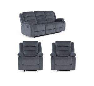 Living Reclinable Sofá 3 Cuerpos + 2 Bergers New Martell SET8040FF