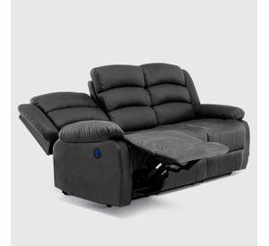 Sofá 3 Cuerpos Reclinable Eléctrico Moderno Negro New Praga 8041SFFPW