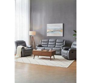 Living Sofá 3 Cuerpos Reclinable Roma Gris + 2 Bergers KM060GR
