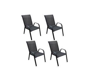 Pack 4 Sillas de Terraza Textileno y Acero Negro