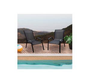 Pack 4 Sillas de Terraza Textileno y Acero Negro