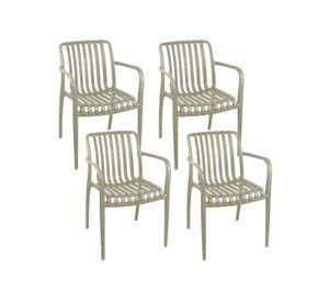 Pack 4 Sillas Terraza Plástica Giza Taupe