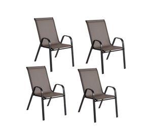 Pack 4 Sillas de Terraza Textileno y Acero Café