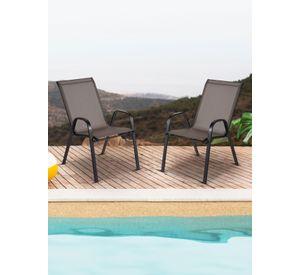 Pack 4 Sillas de Terraza Textileno y Acero Café