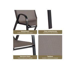 Pack 4 Sillas de Terraza Textileno y Acero Café
