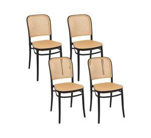 Pack 4 Sillas Terraza Plástica Cairo Negra/Beige