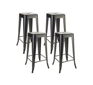 Pack 4 Pisos de Bar Metal Tolix Negro