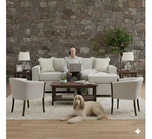 Living 311 Havanna gris seccional 3 cuerpos con resortes + 2 sitiales