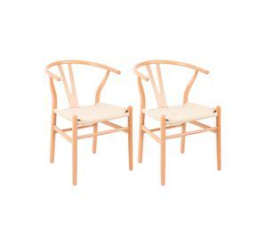 Pack 2 Sillas Comedor Novahus Wishbone Natural Beige