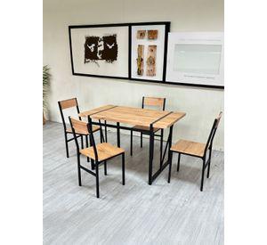 Comedor Mesa 75x70x120 4 Sillas Metal-Madera