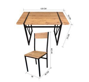 Comedor Mesa 75x70x120 4 Sillas Metal-Madera