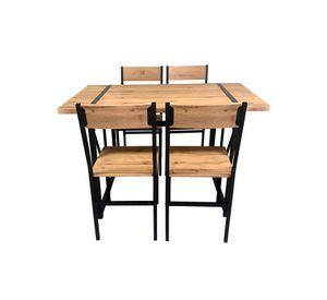 Comedor Mesa 75x70x120 4 Sillas Metal-Madera