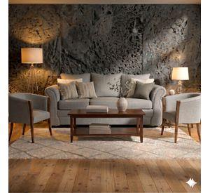 Living  Facundo , gris claro tipo lino sofa mas sitiales Sitial Home