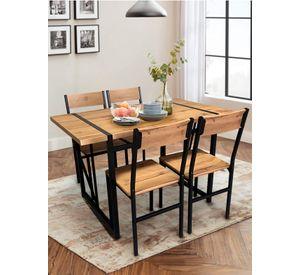 Comedor Mesa 75x70x120 4 Sillas Metal-Madera