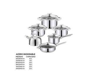 Batería 12 piezas acero inoxidable Clásica