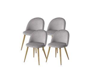 Pack 4 Sillas Comedor Sitial Terciopelo Gris