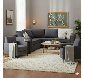 Living 311 Matilda marengo seccional y 2 poltronas con resortes