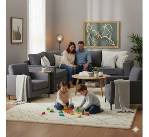 Living 311 Matilda marengo seccional y 2 poltronas con resortes