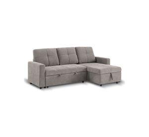 Sofá Cama 3 Cuerpos Gris 216x106x91cm Almacenaje