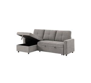 Sofá Cama 3 Cuerpos Gris 216x106x91cm Almacenaje