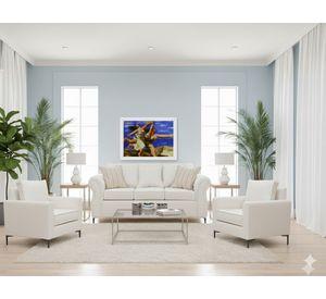 Living Singapur 311 blanco sofa 3 cuerpos + 2 poltronas resorte