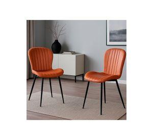 Pack 2 Sillas de Comedor PU Café Patas Metálicas