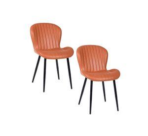 Pack 2 Sillas de Comedor PU Café Patas Metálicas