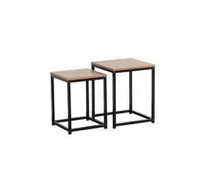 Set Mesas Laterales Auxiliares Industrial Café
