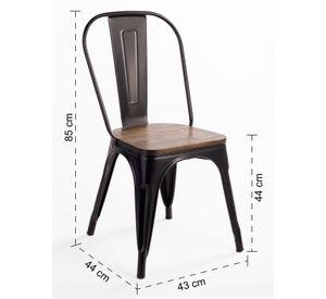 Pack 4 Sillas Tolix Vintage Asiento Madera Negro