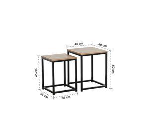 Set Mesas Laterales Auxiliares Industrial Café